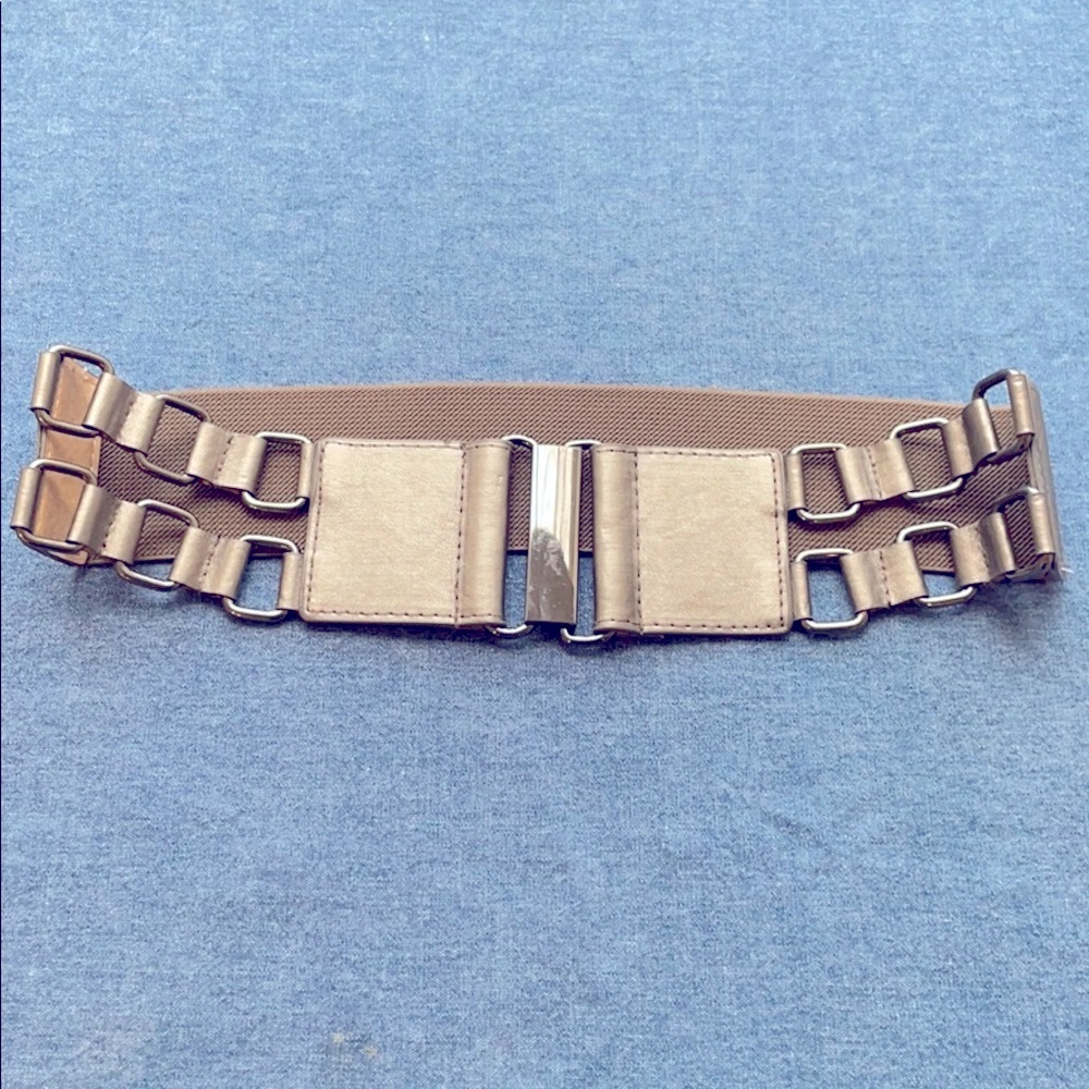 Betsey Johnson Stretchy High Waist Belt Pewter S/M